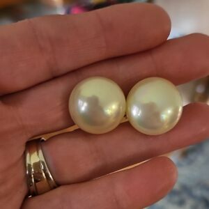 Vintage Ciner Faux Pearl Clip Earrings